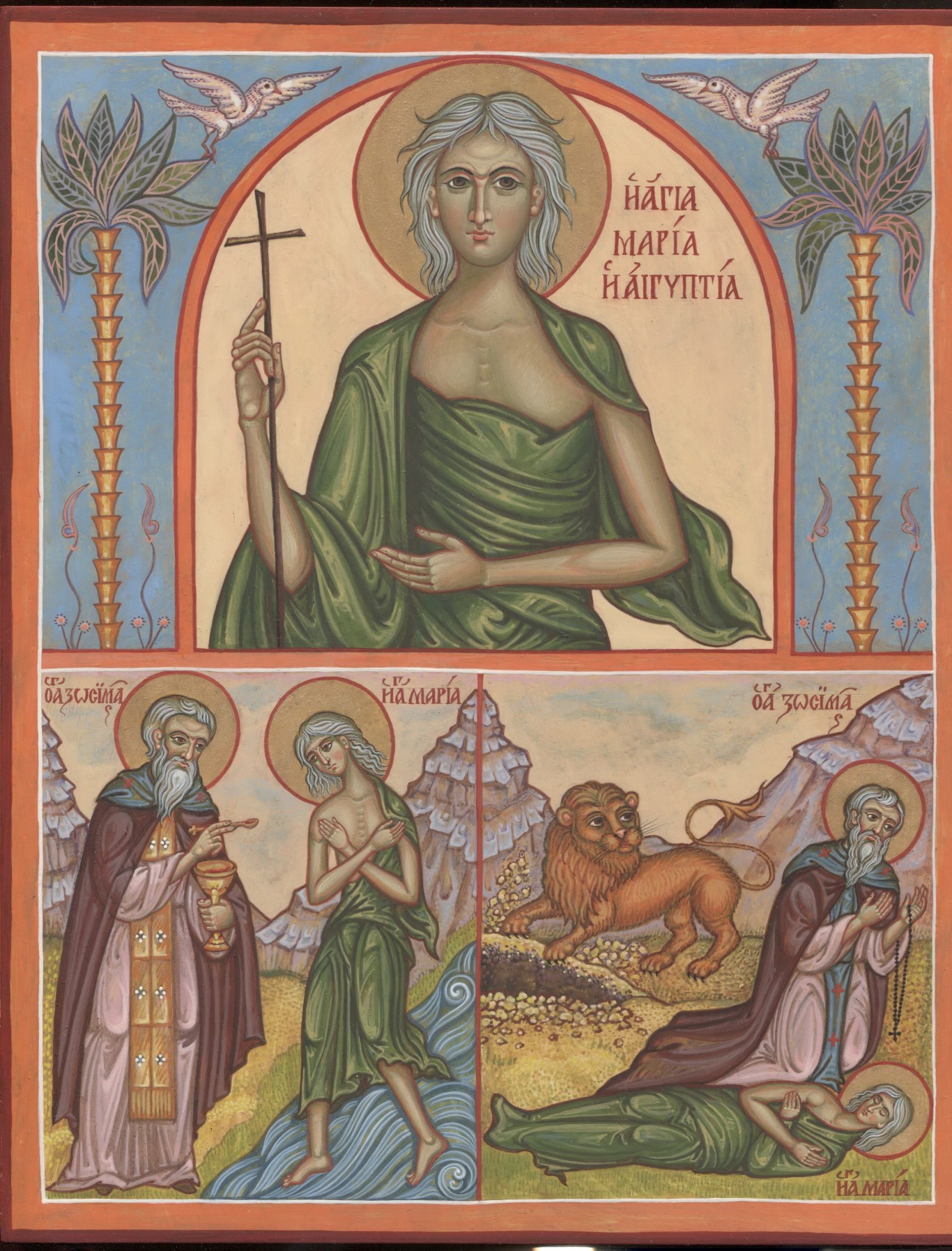 Икона святой преподобной Марии Египетской с житийными сценами